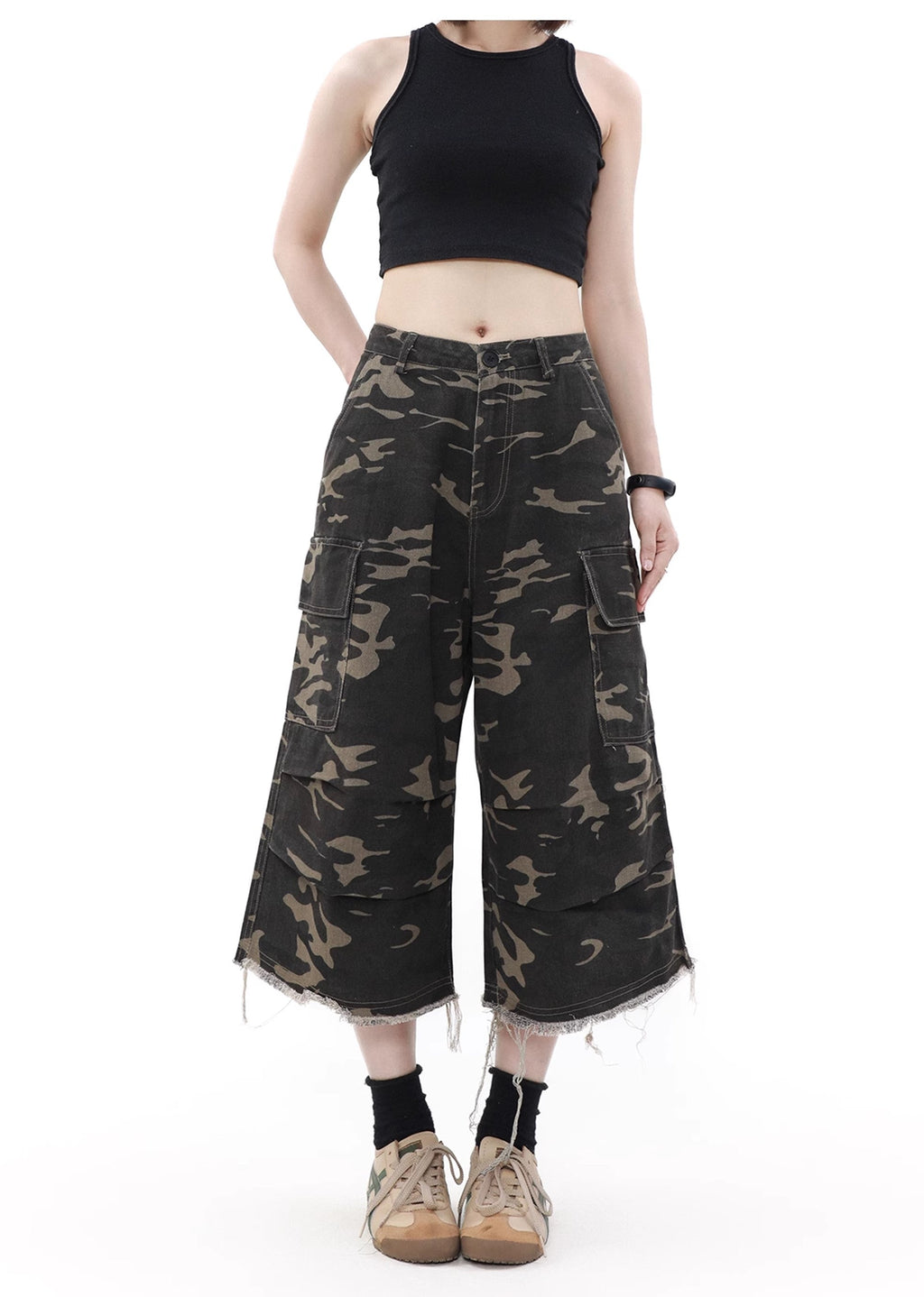 Long length design grunge style camouflage cargo pants  OR0759