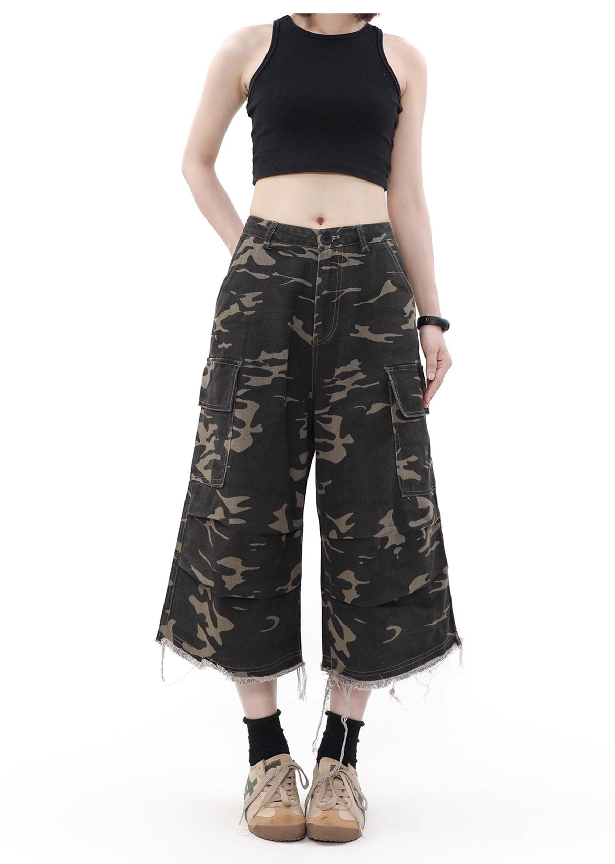 Long length design grunge style camouflage cargo pants  OR0759