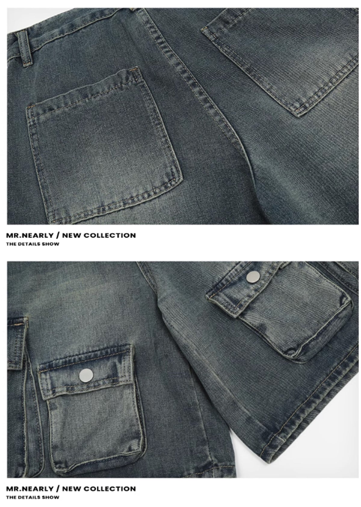 Double pocket dull blue design short denim pants  OR0760