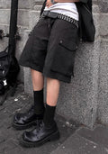 Simple cargo design short wide silhouette pants  OR0761