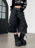 Multi pocket wide Cargo half pants  OR0764
