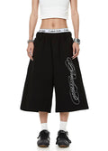 Basic silhouette style asymmetrical initial sweat shorts  OR0767