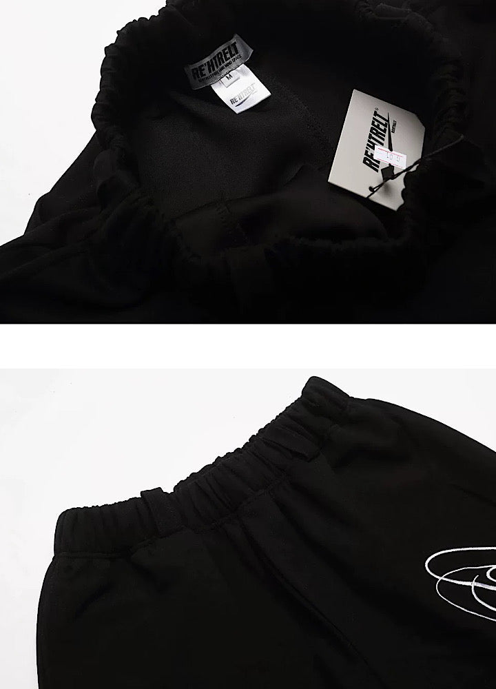 Basic silhouette style asymmetrical initial sweat shorts  OR0767