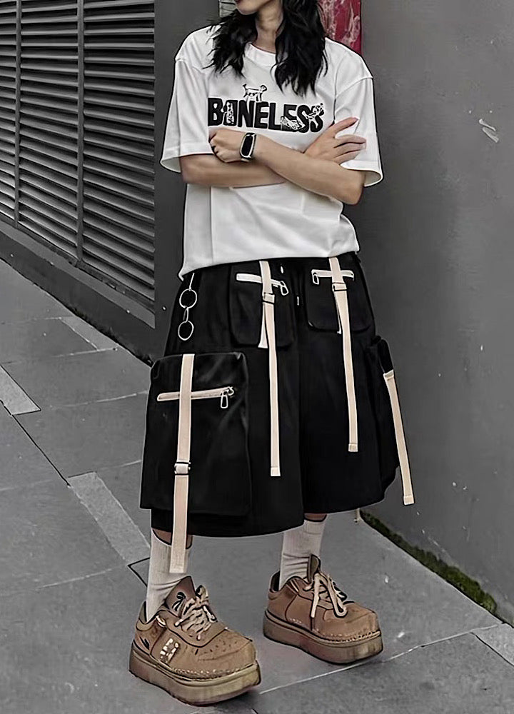 Multi-Strap Cross-Detail Cargo Shorts  OR0769