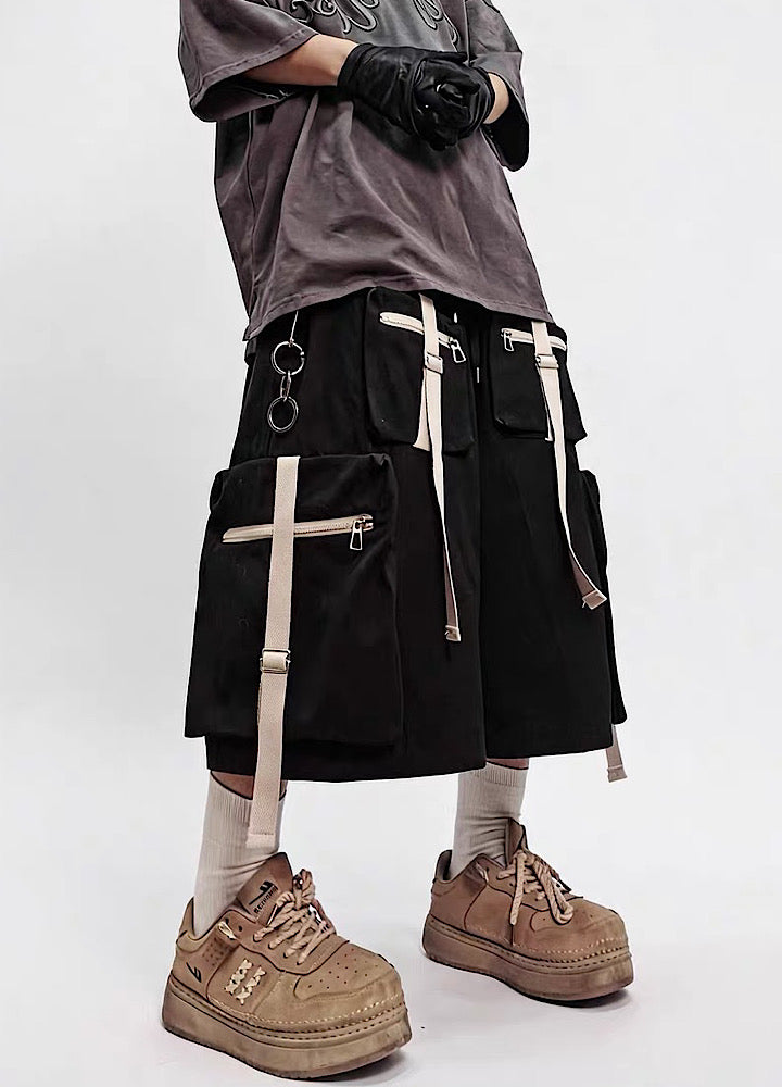 Multi-Strap Cross-Detail Cargo Shorts  OR0769