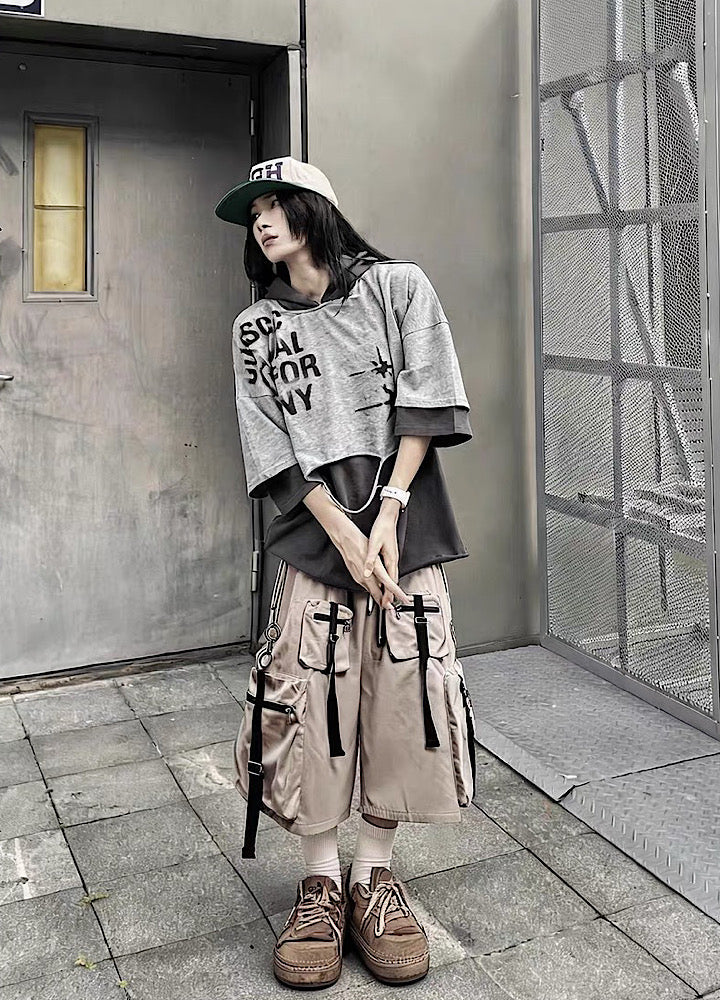 Multi-Strap Cross-Detail Cargo Shorts  OR0769