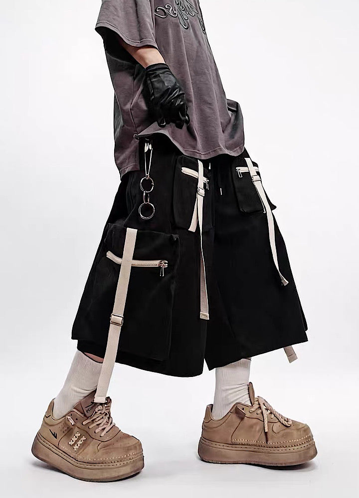 Multi-Strap Cross-Detail Cargo Shorts  OR0769