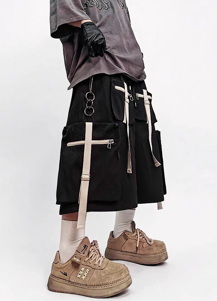 Multi-Strap Cross-Detail Cargo Shorts  OR0769