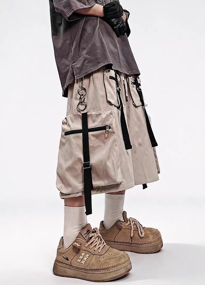 Multi-Strap Cross-Detail Cargo Shorts  OR0769