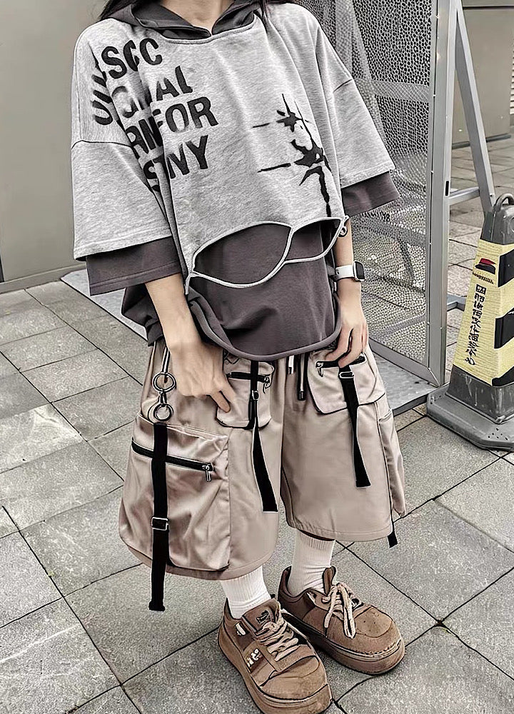 Multi-Strap Cross-Detail Cargo Shorts  OR0769