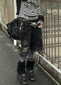 Distressed and distressed black denim shorts  OR0772
