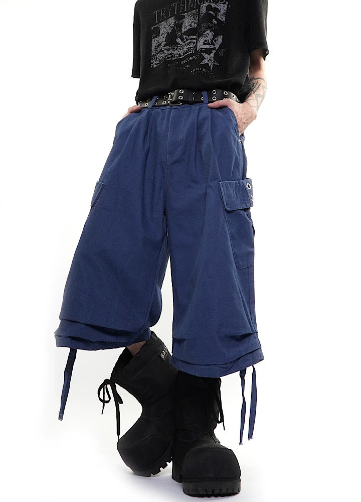Big side pocket design drawstring denim shorts  OR0773