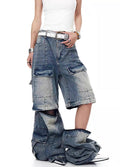 Cutaway type style wash design cargo denim pants  OR0775