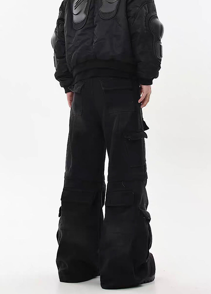 Cutaway type style wash design cargo denim pants  OR0775