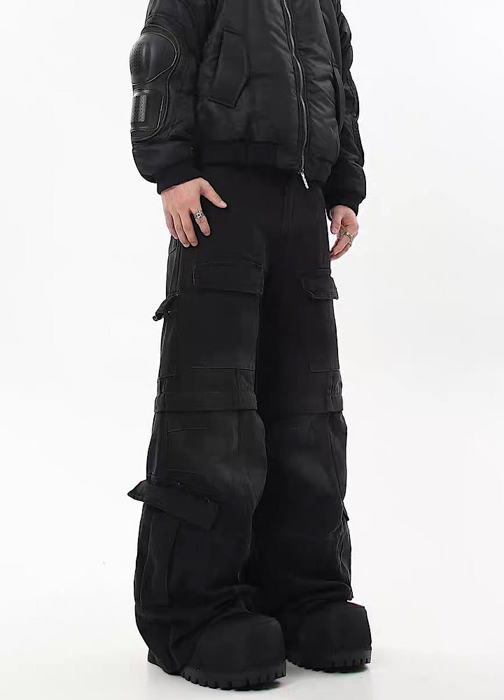 Cutaway type style wash design cargo denim pants  OR0775