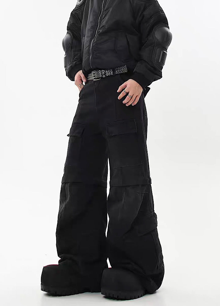 Cutaway type style wash design cargo denim pants  OR0775