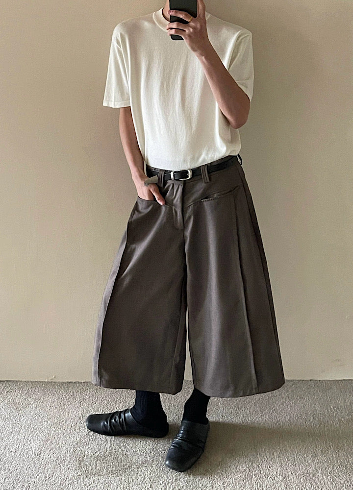 Wide silhouette cool slacks design shorts  OR0776