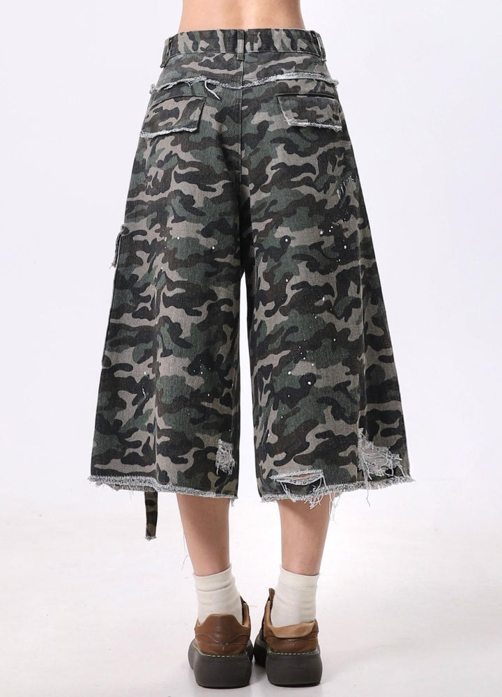 Gimmick Damage Plus Suspender Design Cargo Shorts  OR0778