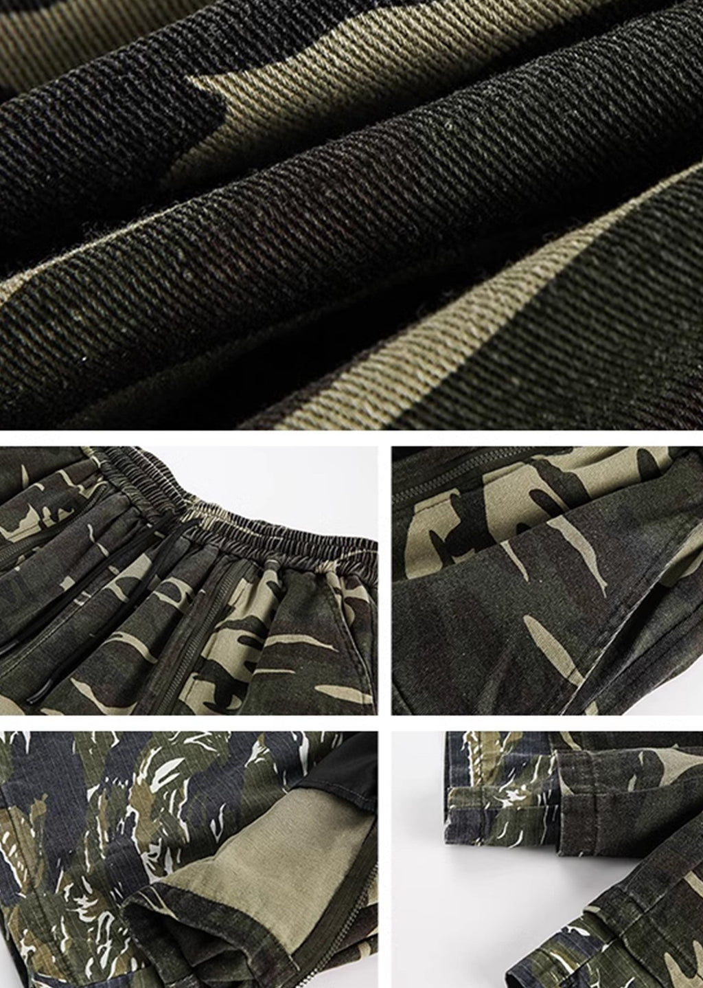 Unique full zip design camouflage pattern half silhouette pants  OR0779