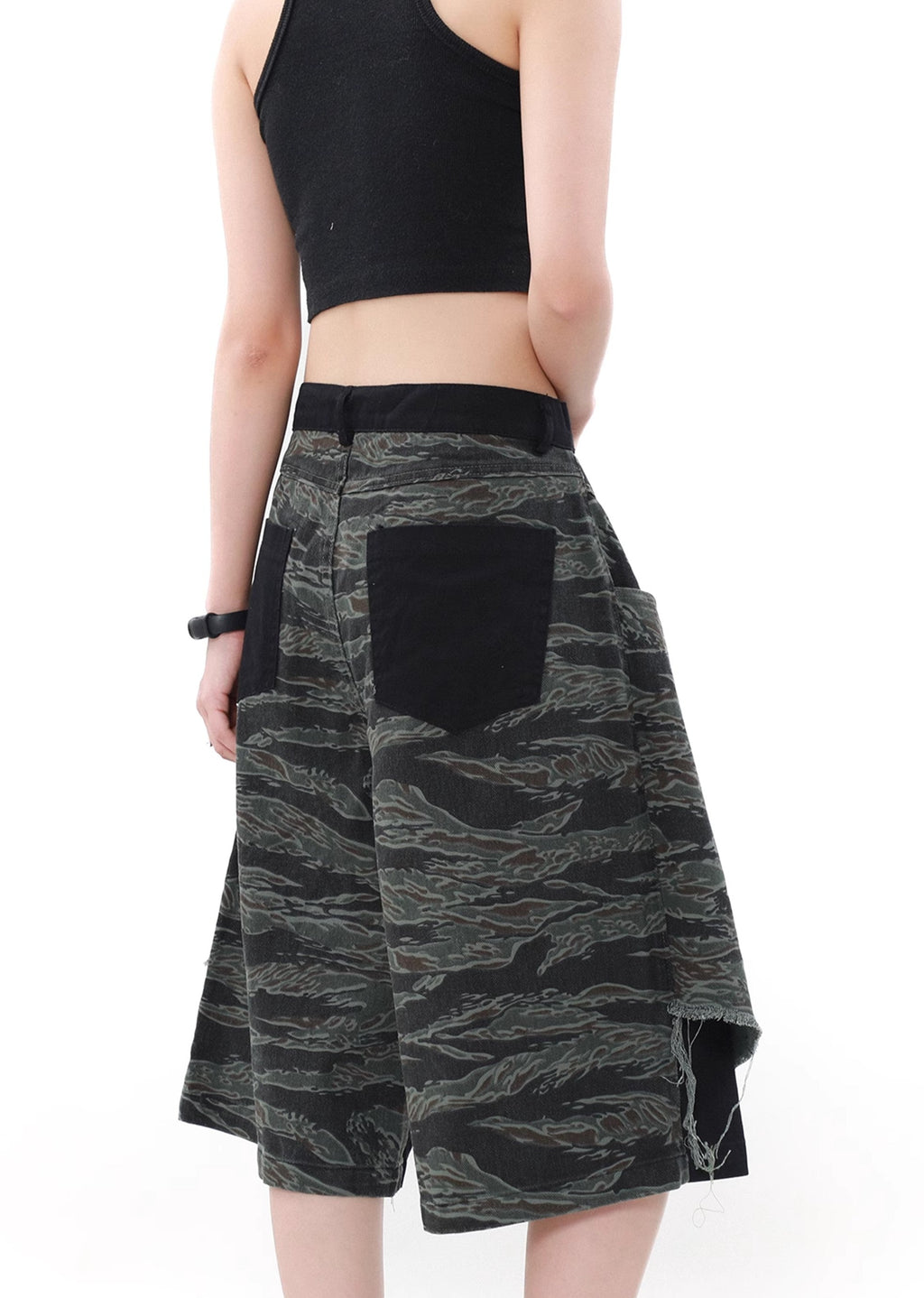 Double fabric gimmick design grunge denim shorts  OR0784