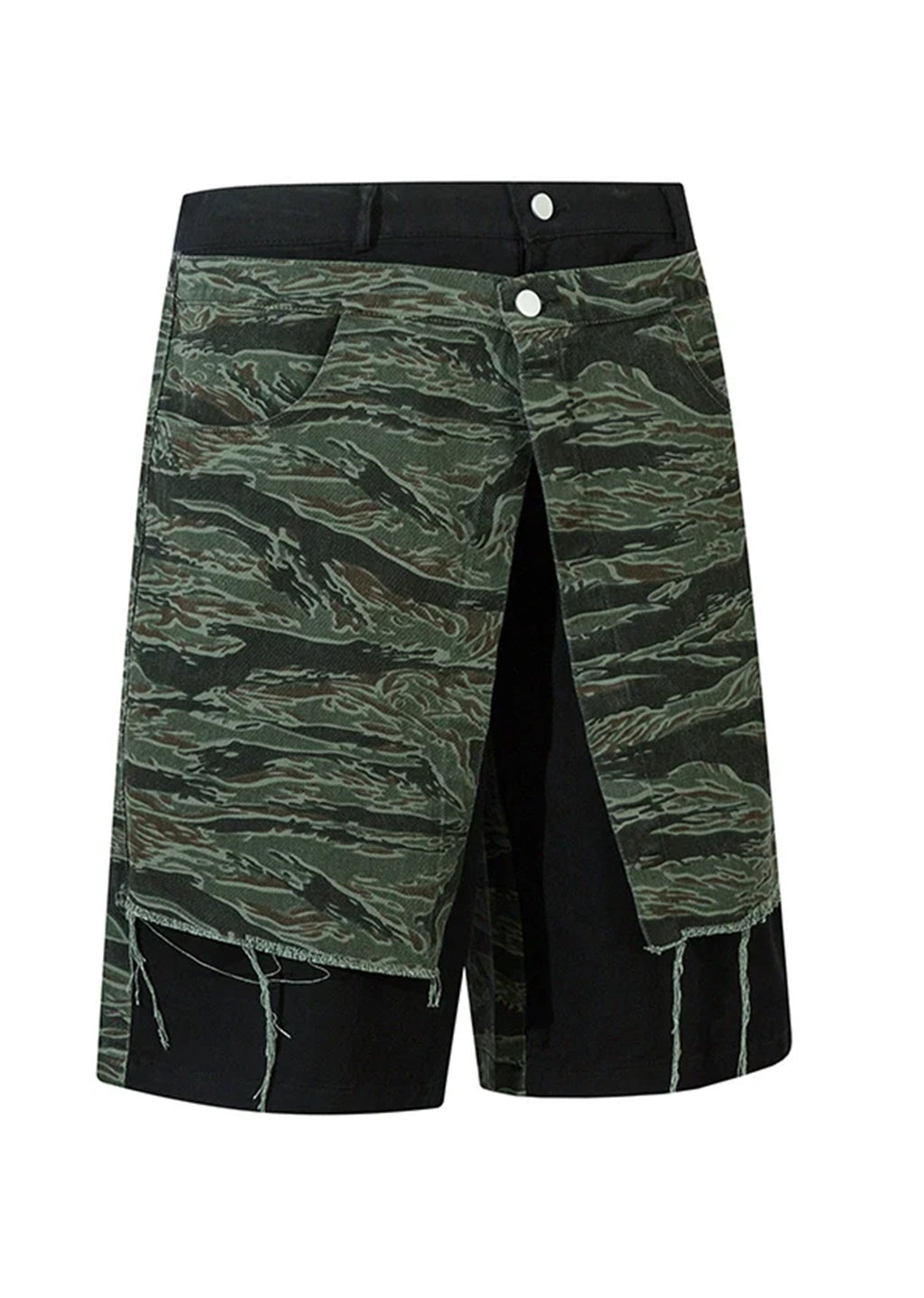 Double fabric gimmick design grunge denim shorts  OR0784