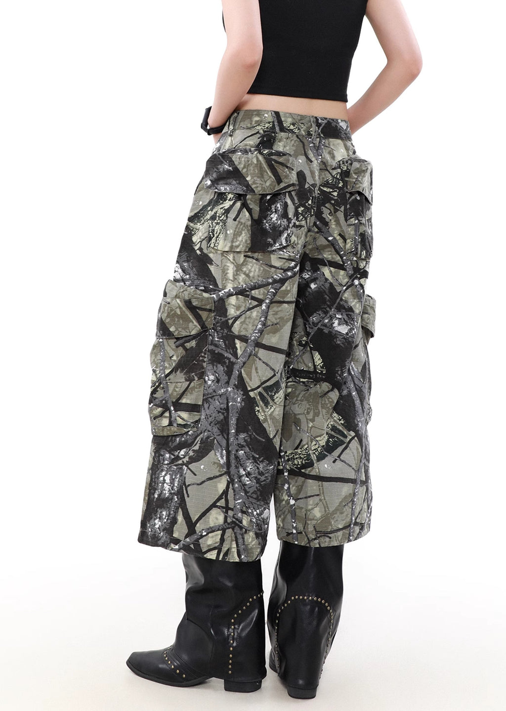 Random pattern design camouflage double pocket short cargo pants  OR0785
