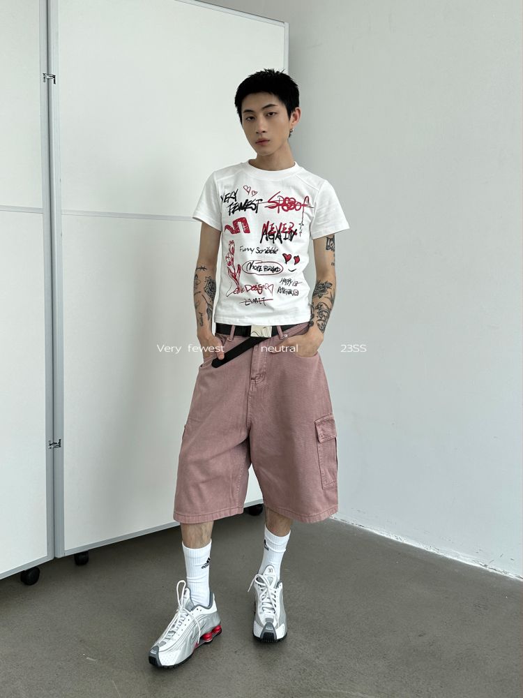 Retro wash color wide leg short pants  OR0786