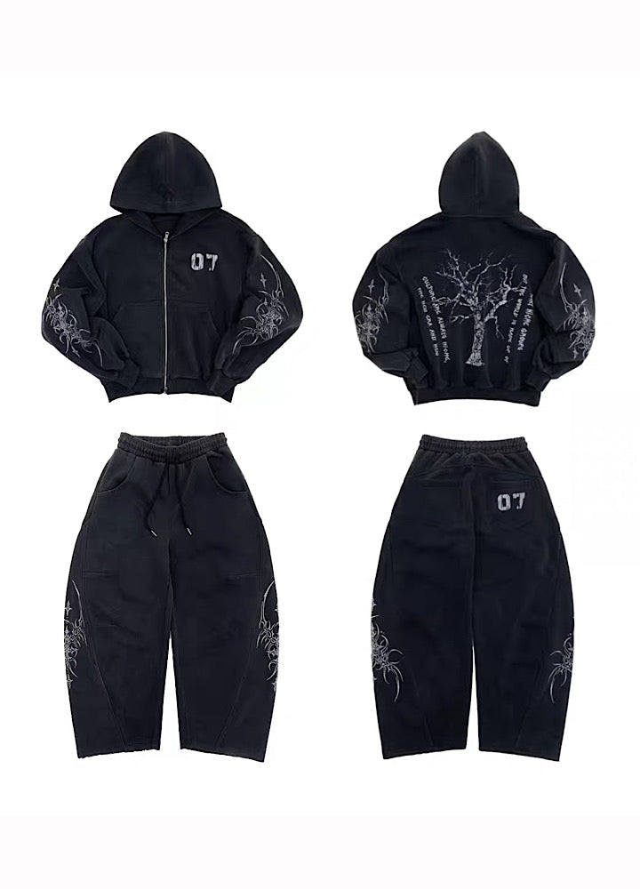Dirty Number Flame Design Washed Sweat Setup  OR0787