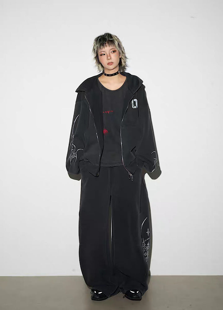 Dirty Number Flame Design Washed Sweat Setup  OR0787