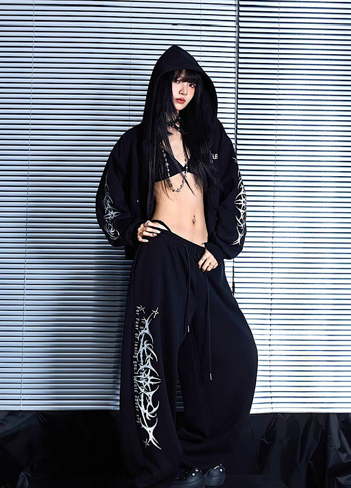 Dark Side Graphic Design Monotone Streetwear Set-up  OR0788