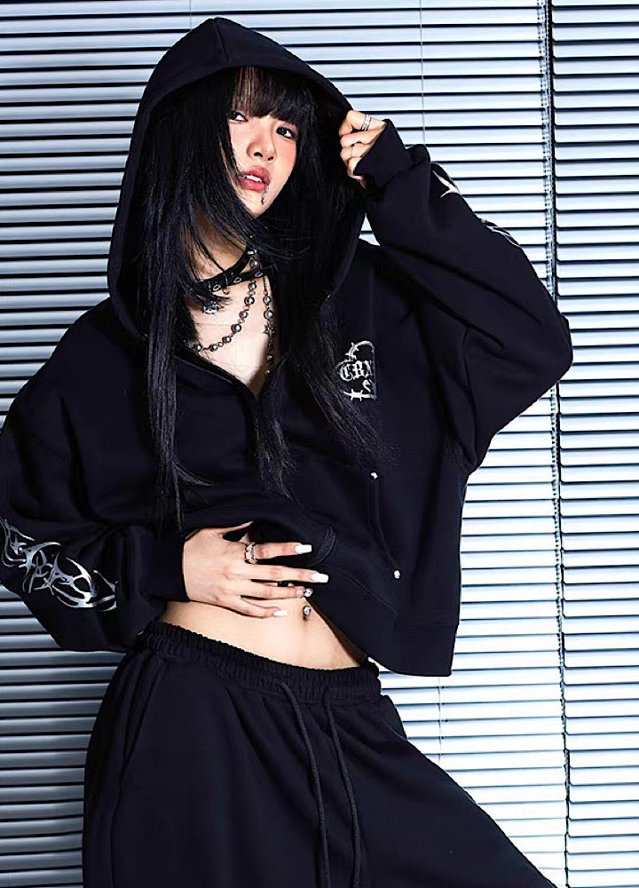 Dark Side Graphic Design Monotone Streetwear Set-up  OR0788