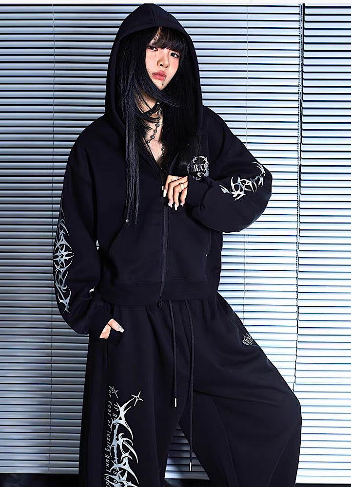 Dark Side Graphic Design Monotone Streetwear Set-up  OR0788