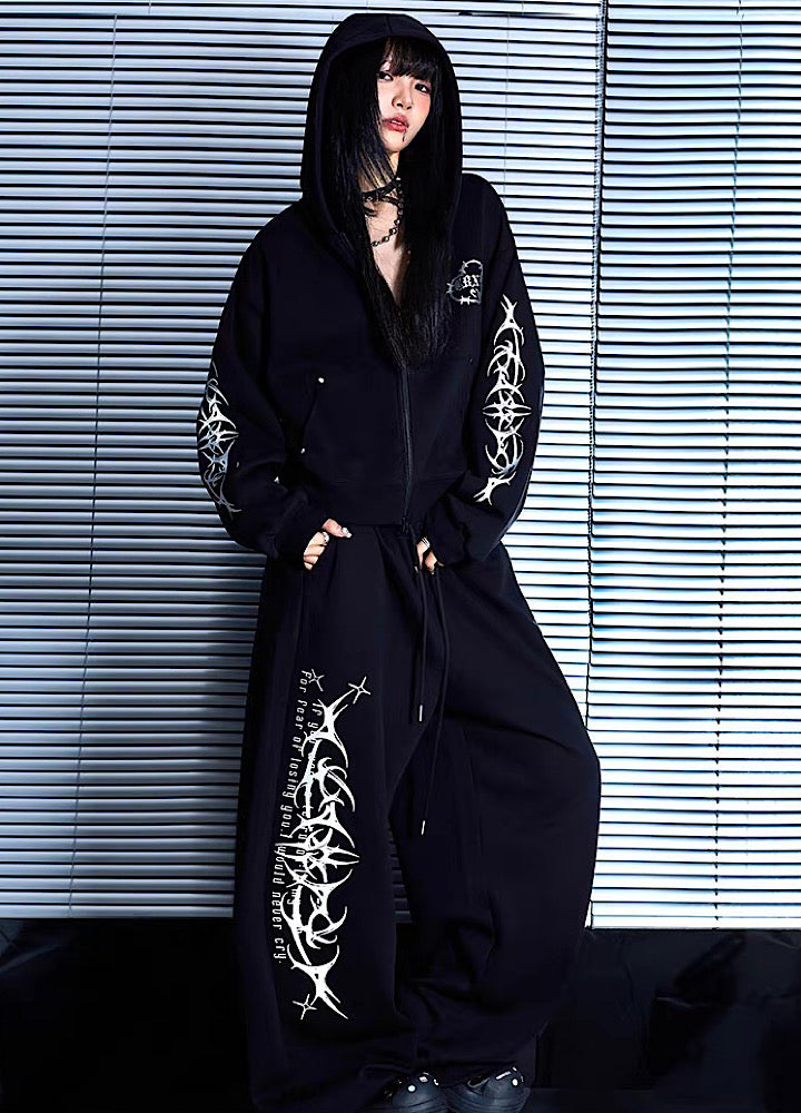 Dark Side Graphic Design Monotone Streetwear Set-up  OR0788