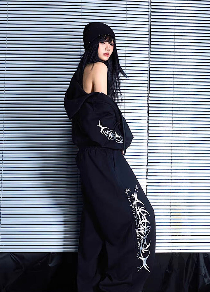 Dark Side Graphic Design Monotone Streetwear Set-up  OR0788