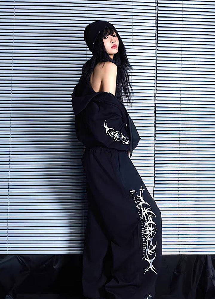 Dark Side Graphic Design Monotone Streetwear Set-up  OR0788