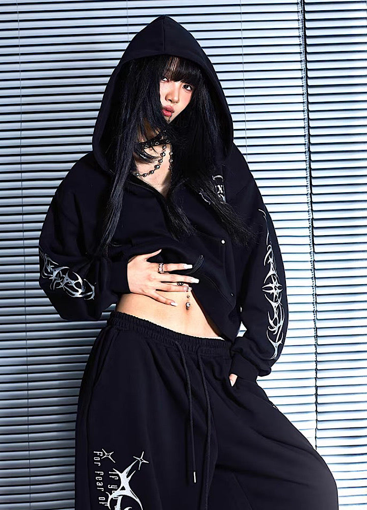 Dark Side Graphic Design Monotone Streetwear Set-up  OR0788