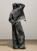 Stylish initial design on the back, washed sweatsuit setup  OR0794