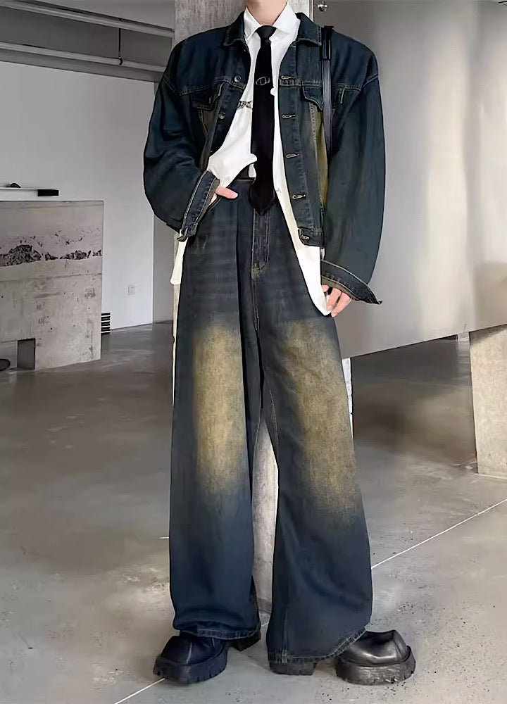 Washed Vintage Design Wide Denim Setup  OR0796