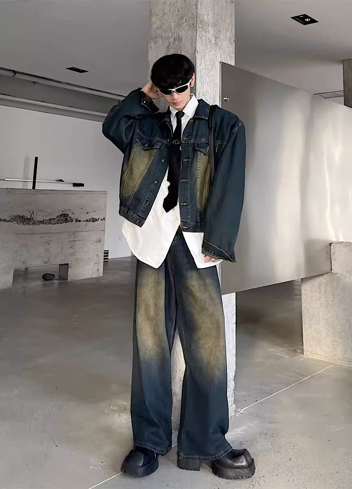 Washed Vintage Design Wide Denim Setup  OR0796