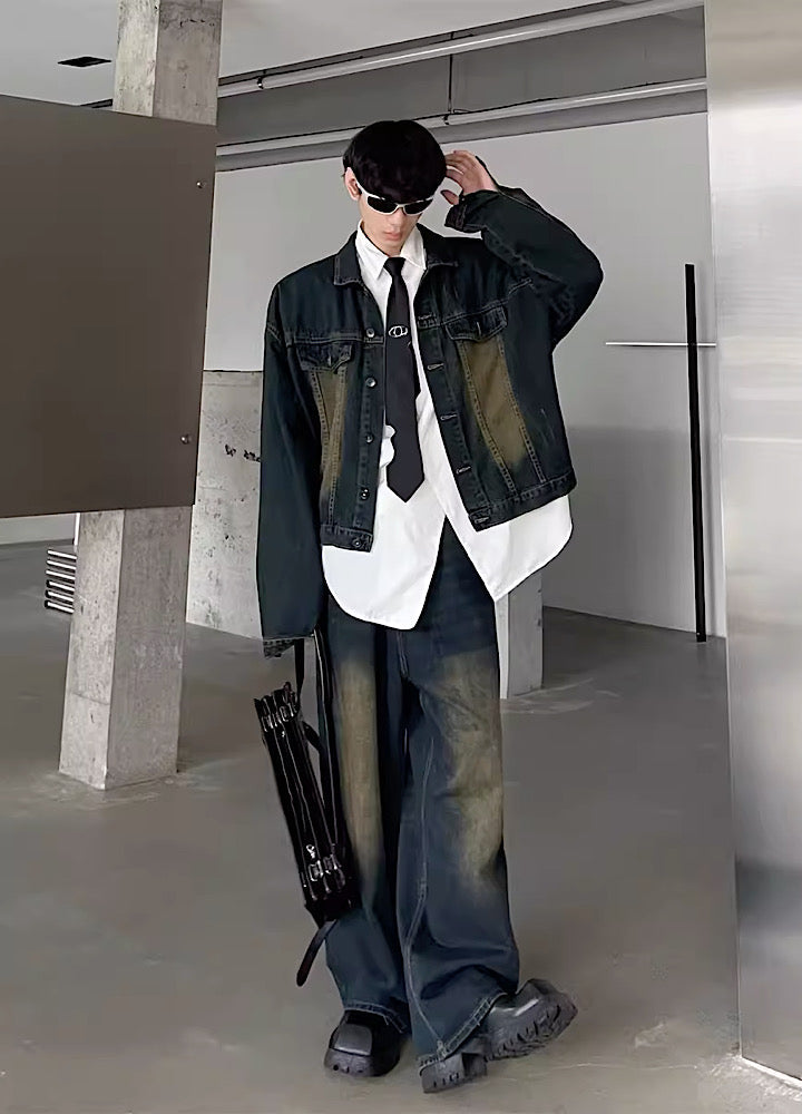 Washed Vintage Design Wide Denim Setup  OR0796