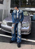 Fully washed and distressed vintage casual denim setup  OR0797