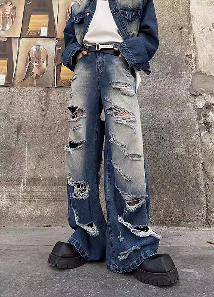 Fully washed and distressed vintage casual denim setup  OR0797