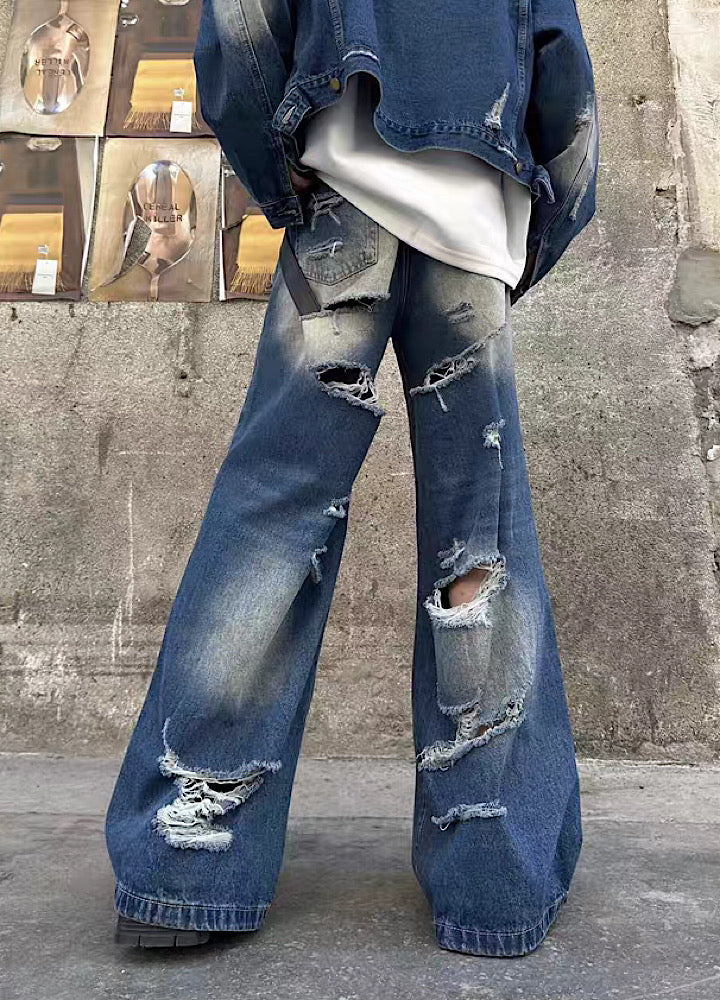 Fully washed and distressed vintage casual denim setup  OR0797