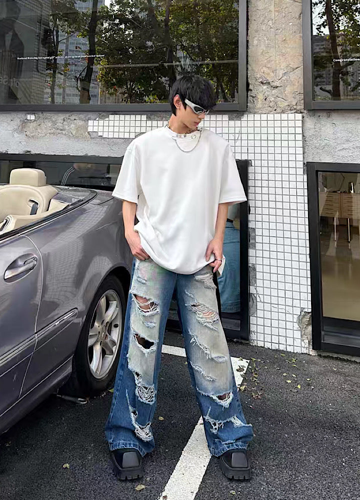 Fully washed and distressed vintage casual denim setup  OR0797