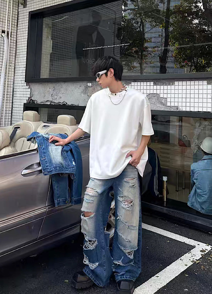Fully washed and distressed vintage casual denim setup  OR0797