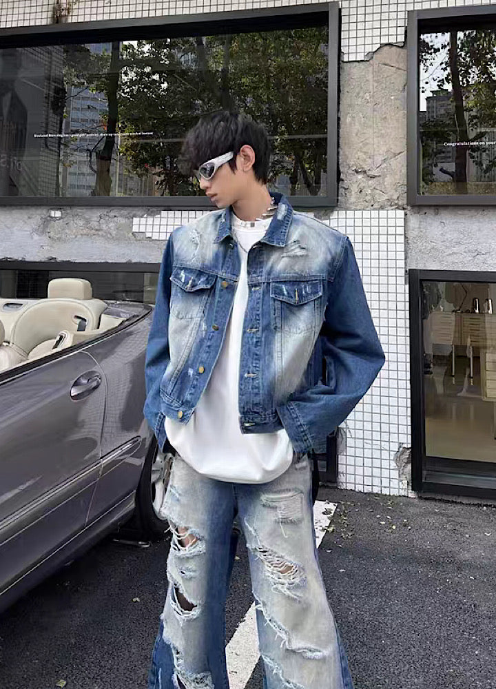 Fully washed and distressed vintage casual denim setup  OR0797