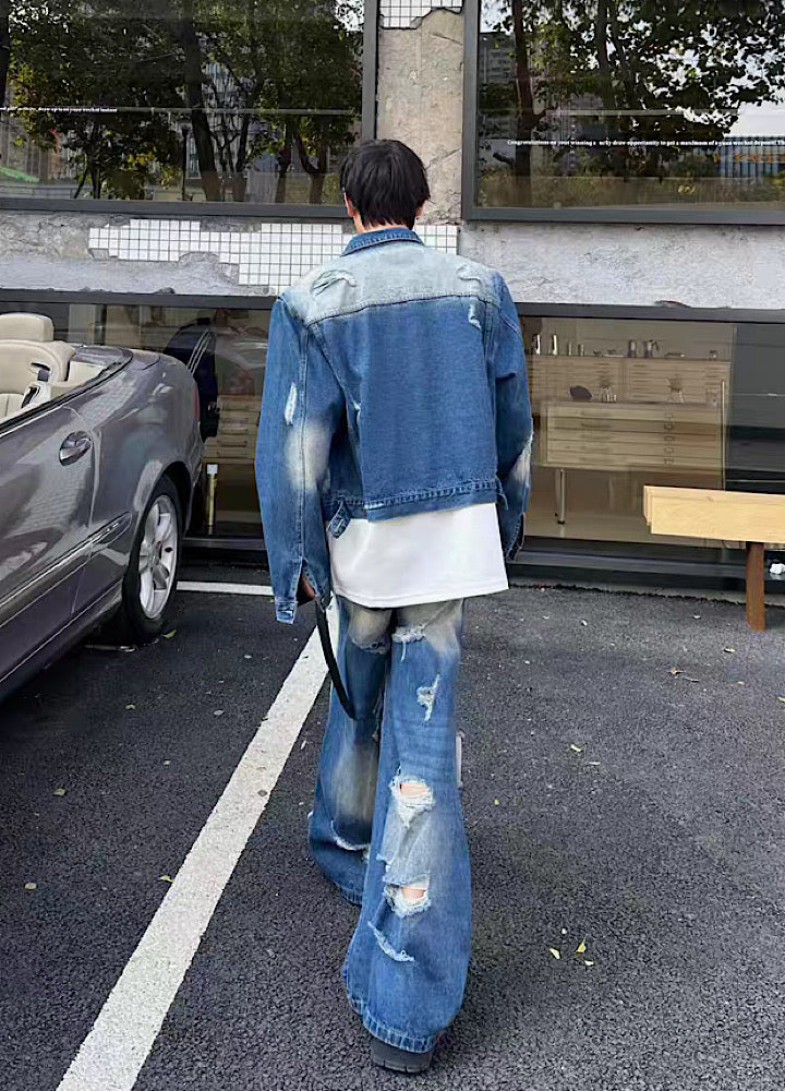 Fully washed and distressed vintage casual denim setup  OR0797