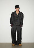 Simple basic style black and red line denim setup  OR0799