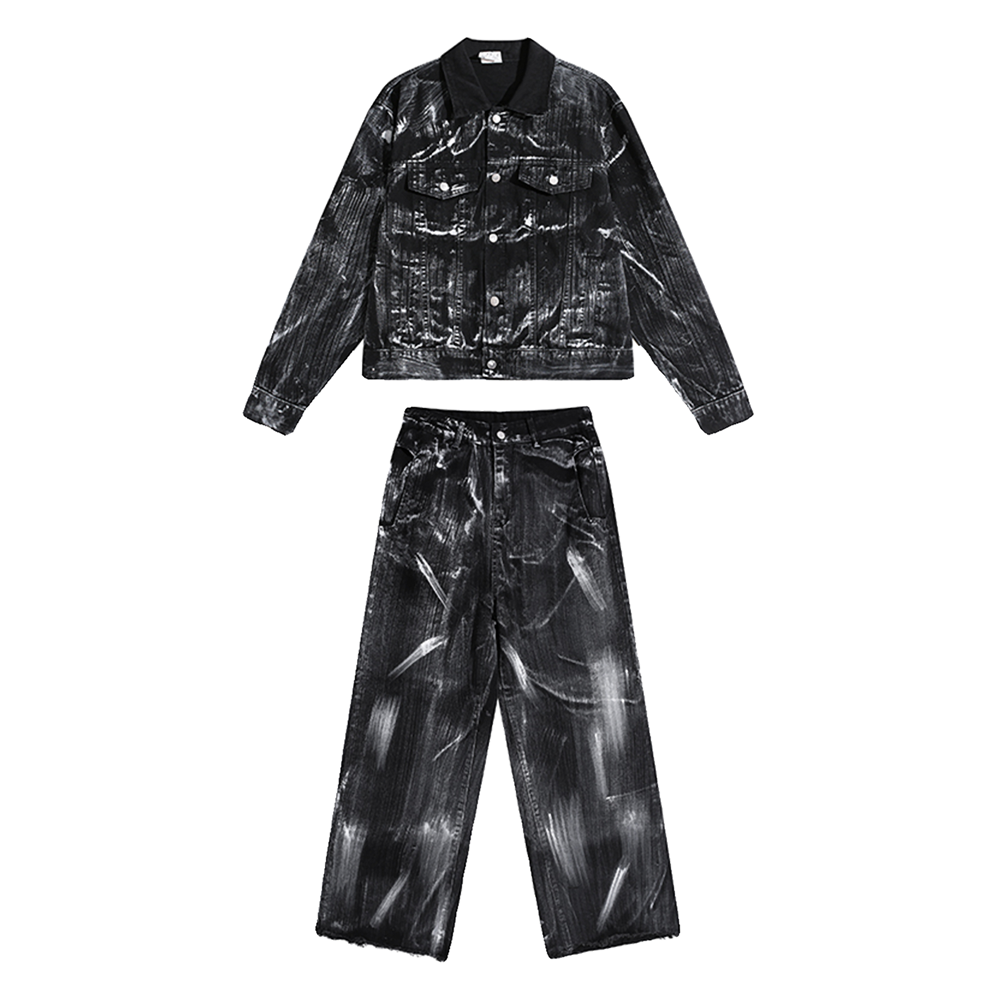 Random wash dark street denim setup  OR0800