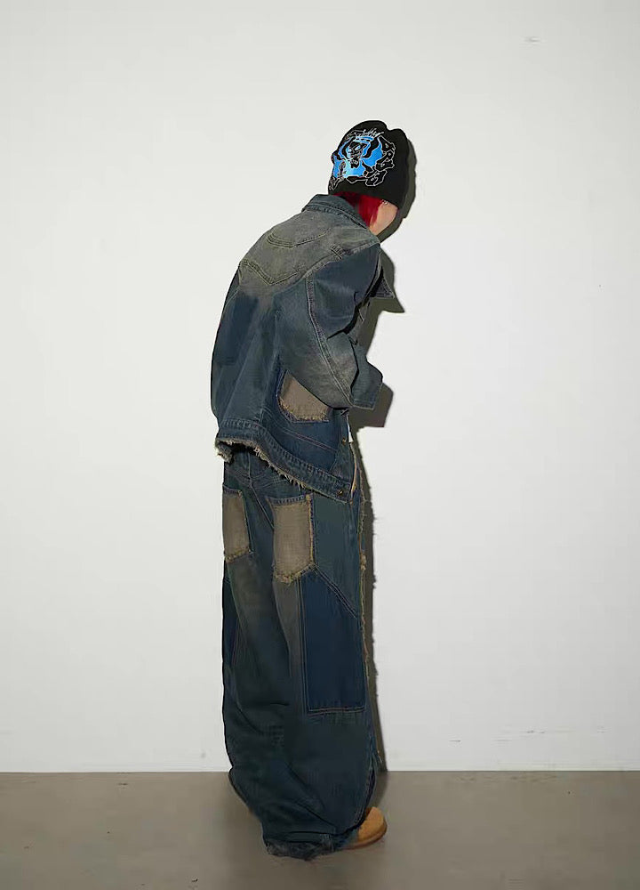 Versatile fringe design vintage blue denim setup  OR0805